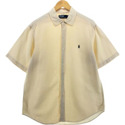 Ralph Lauren リネン 半袖シャツ L キャメル 古着 ラルフローレン Ralph Lauren POLO by Ralph Lauren 半袖