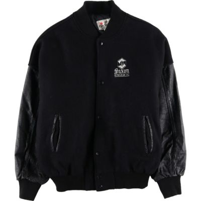 古着 90年代 CANADA SPORTSWEAR 袖革ウールボタンスタジャン バー