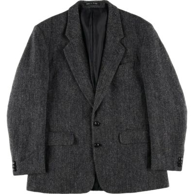 ハリスツイード ヘリンボーン テーラードジャケット XL 英国製 ヴィンテージ ハリスツイード テーラードジャケット XL ヘリンボーン 総柄 ブラウン