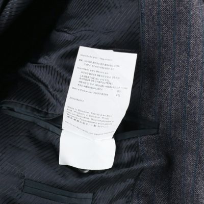 【激レア】ヒューゴボス　テーラードジャケット　リネン混　デニム調　L相当 激レア】ヒューゴボス テーラードジャケット リネン混 デニム調 L相当