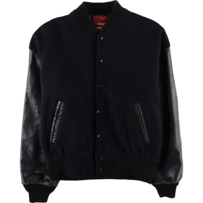 古着 ～90年代 Holloway 袖革ウールボタンスタジャン バーシティ