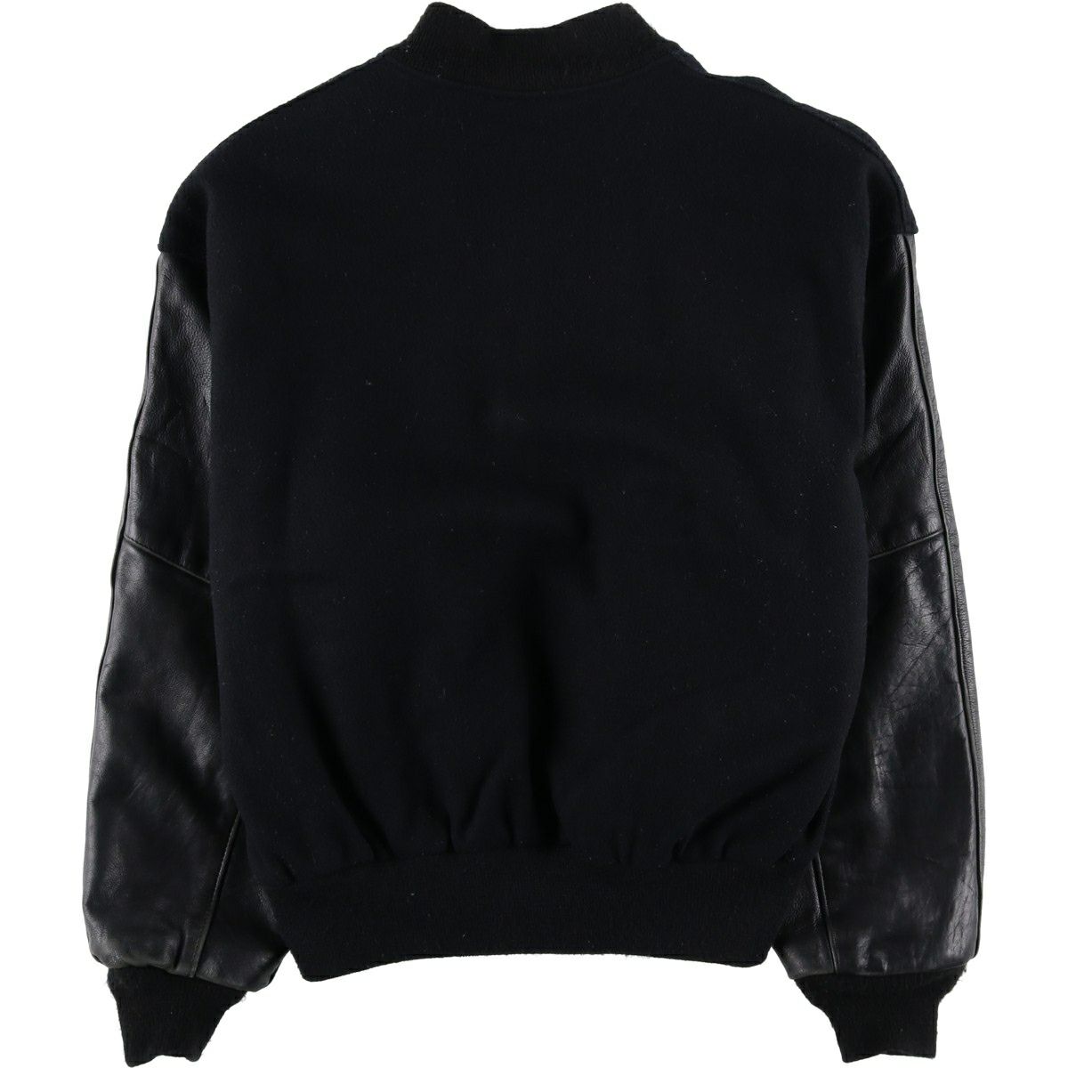 『AVUITE』 スタジャン　袖レザー　ネイティブ　コンチョボタン　黒　【L】 AVUITE』 スタジャン 袖レザー ネイティブ コンチョボタン 黒 【L