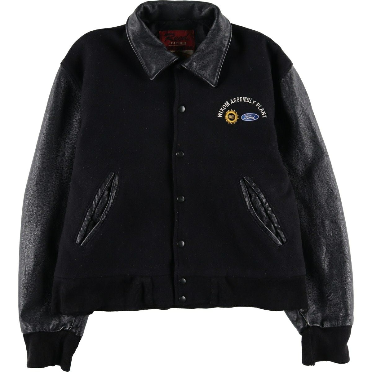 古着 90年代 CANADA SPORTSWEAR 袖革ウールボタンスタジャン バー