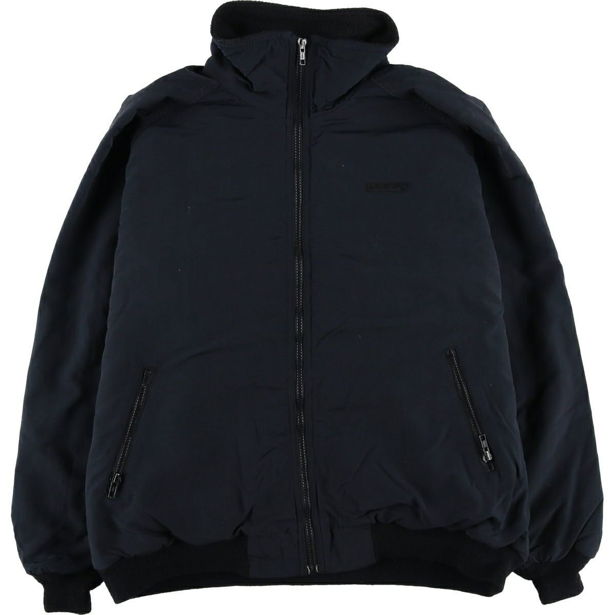 90s〜 LANDS END XL ナイロンブルゾン 内フリース ブラック 古着 90年代 ランズエンド LANDS END フリースジャケット USA製 メンズ