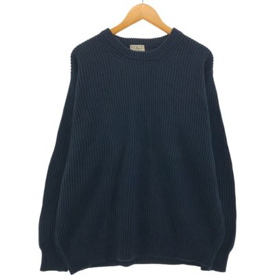 90s 00s LLBean コットンニットセーター ネイビー L 00s】L.L.Bean エルエルビーン コットンニット Vネック ネイビー