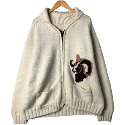 古着 ～70年代 Barbara アニマル柄 ヤギ柄 カウチンセーター メンズXL