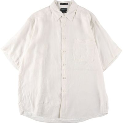 90's FLAX S/S リネンシャツ “BLACK” - used&vintage box Hi-smile