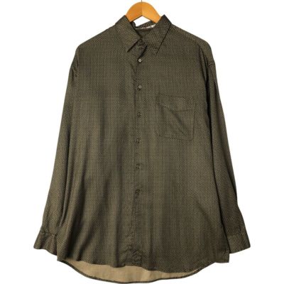 古着 ペリーエリス PERRY ELLIS チェック柄 長袖 レーヨンシャツ