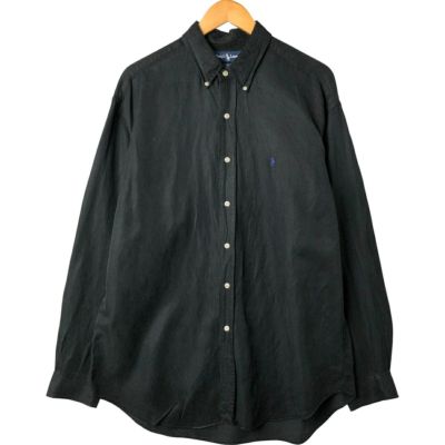 【人気BLAKE◎】ラルフローレン古着BDシャツ　シルク混　テロテロ刺繍長袖L. 古着 ラルフローレン Ralph Lauren BLAKE 長袖 シルク×リネン
