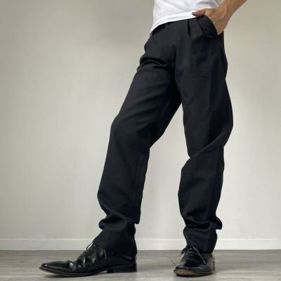 古着 DOMANI UOMO ツータック リネン×コットンパンツ スラックス