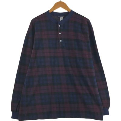 古着 BRITCHES チェック柄 ヘンリーネック ロングTシャツ ロンT USA製 メンズL相当 /eaa555672 【中古】 【250628】