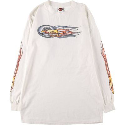 古着 00年代 ハーレーダビッドソン Harley-Davidson ファイヤーパターン ロングTシャツ ロンT USA製 メンズL相当 /eaa511325 【中古】 【241230】 【GR-SNS】