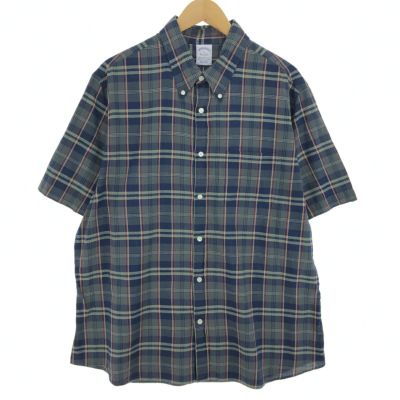 古着 ブルックスブラザーズ Brooks Brothers 半袖 ボタンダウン チェックシャツ メンズXL相当 /eaa466860 【中古】 【240706】
