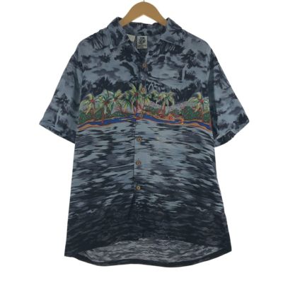 コロンビア Columbia 00s レーヨン ハワイアンシャツ アロハ オープンカラー 旧タグ 珍品 ビンテージ (-2482) ブルー系 総柄 XL コロンビア Columbia 00s 2000年代 レーヨン ハワイアンシャツ