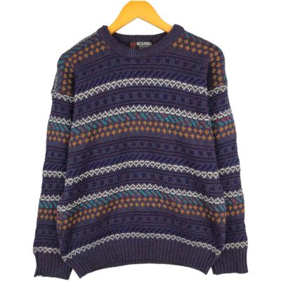 古着 80～90年代 Roots バーズアイ柄 ニットセーター ノルウェー製