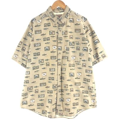 古着 90～00年代 ウールリッチ WOOLRICH 総柄 半袖 ボタンダウン