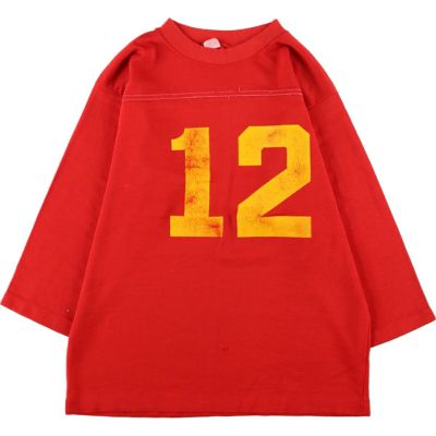 ベージュ系柄70～80年代 ナンバリング フットボールTシャツロングTシャツ ロンT メンズL ヴィンテージ /eaa358336