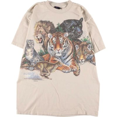 古着 90年代 HABITAT 両面プリント アニマルプリントTシャツ USA製