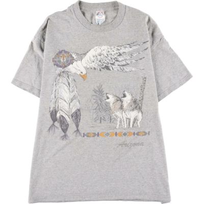 古着 オオカミ柄 アニマルプリントTシャツ カナダ製 メンズL