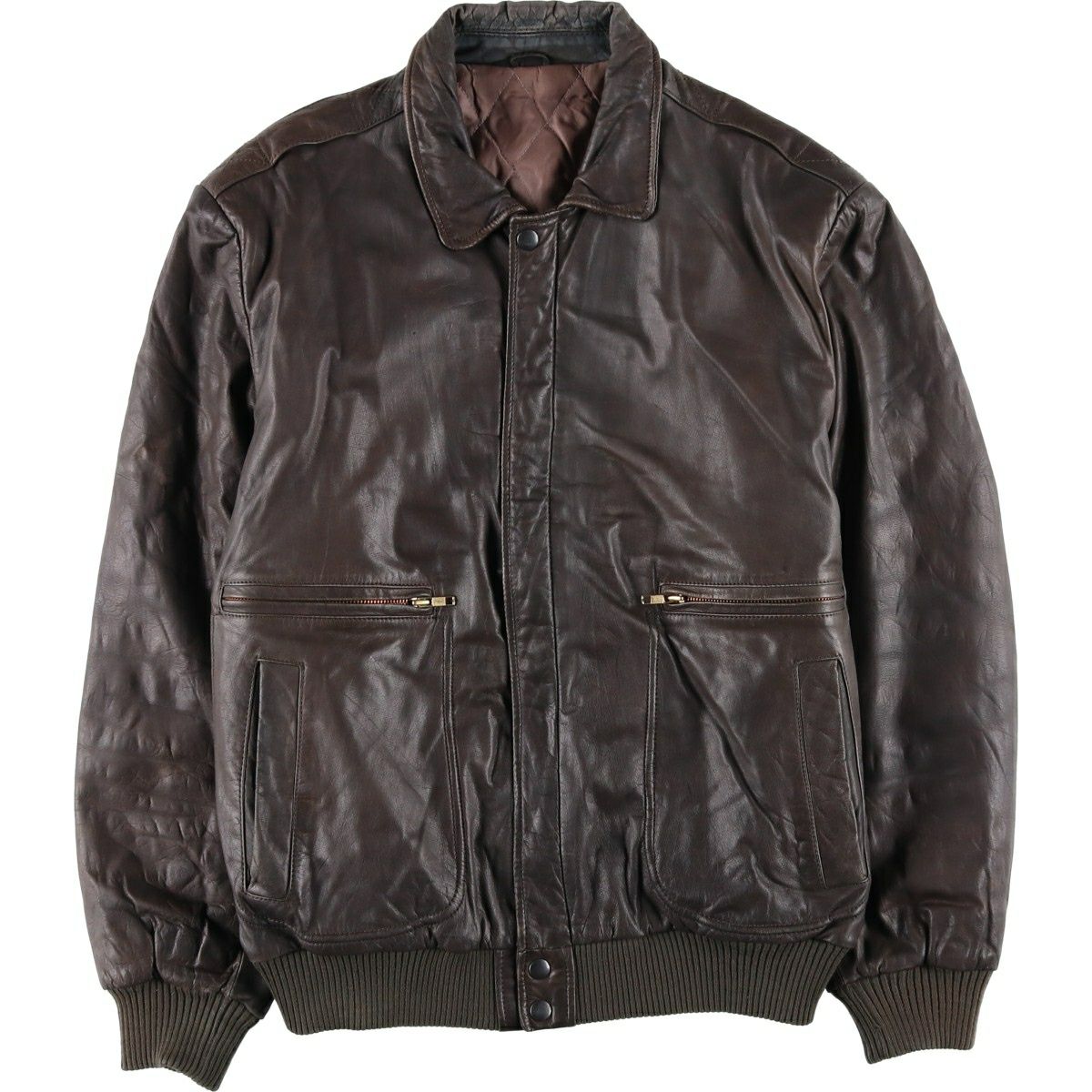 古着 A-2タイプ 中綿入り レザーフライトジャケット メンズXL相当