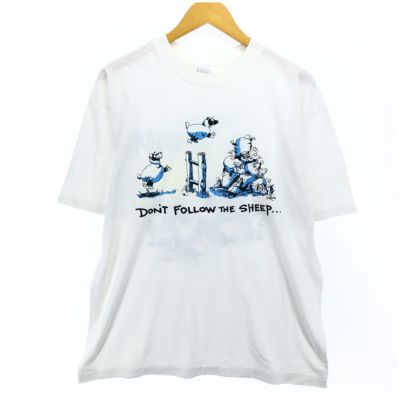 古着 80年代 ヘインズ Hanes Fifty-Fifty 青タグ ヒツジ柄 アニマルTシャツ USA製 メンズXL相当 ヴィンテージ /eaa464879 【中古】 【240713】