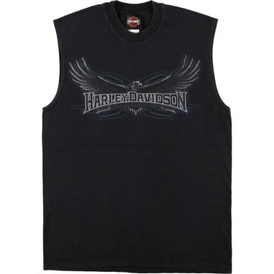 レアUS古着○両面プリントタンクトップ ハーレーダビッドソン スカル メンズXL 古着 ハーレーダビッドソン Harley-Davidson ドクロ柄 スカル柄