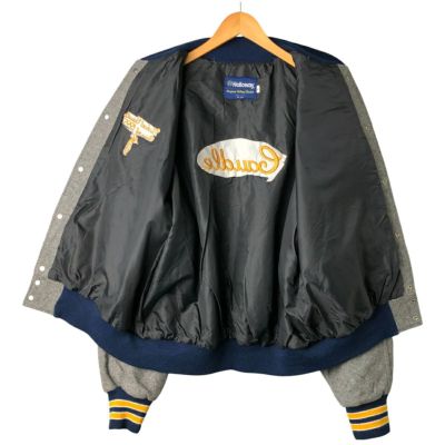90s vintage HOLLOWAY 袖革 スタジャン アワードジャケット 90年代 USA製 Holloway セーラーカラー 無地 ウールスタジャン