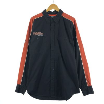 ハーレーダビッドソン Harley-Davidson バックロゴ 半袖 ワークシャツ メンズL /eaa351176465cm袖丈