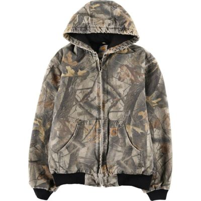 Carhartt 迷彩ジャケット　リバーシブル 迷彩柄フルジップジャケット 古着 カーハート Carhartt アクティブジャケット 迷彩柄 リアルツリー