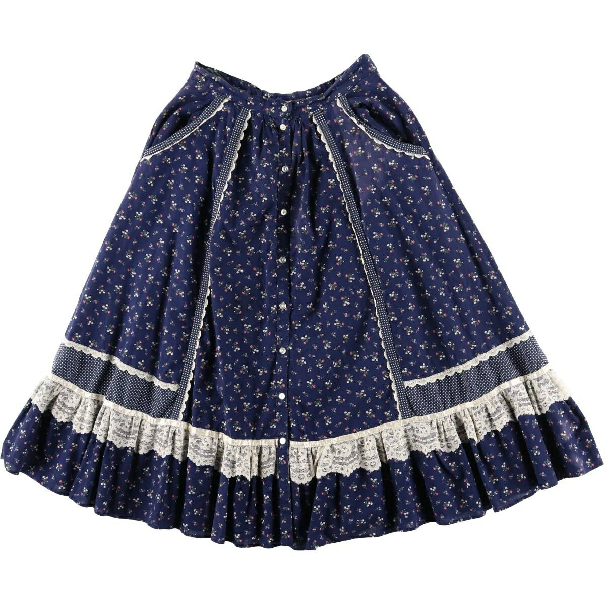 古着 70年代 ガンネサックス GUNNE SAX GUNNIES ガニーズ 総柄 花柄 前