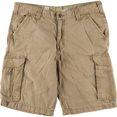 04M896◯Carhartt ブラック リップストップ ハーフパンツ ショーツ Carhartt カーハート メンズ レギュラー カーゴ ショーツ