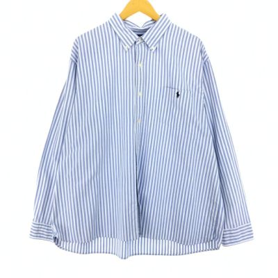 ラルフローレン　ストライプボタンダウン長袖シャツ　170㎝ 未使用品　ブルー ラルフローレン ストライプ シャツ ボタンダウンシャツ 長袖