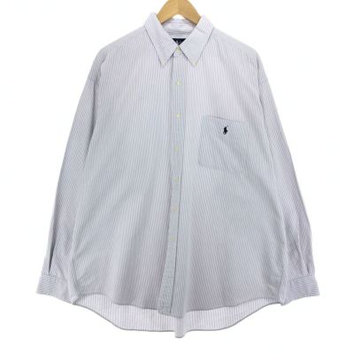 ストライプ 長袖 ビッグボタンシャツ 古着 ラルフローレン Ralph Lauren BIG SHIRT 長袖 ボタンダウン