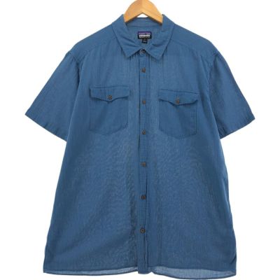 USA古着 PATAGONIA パタゴニア 半袖シャツ メンズ Lサイズ ライトグリーン トップス ヘンプ カジュアル 春物 夏物 両胸ポケット T2454 古着 パタゴニア Patagonia 53139SP21 ヘンプ×コットン チェック
