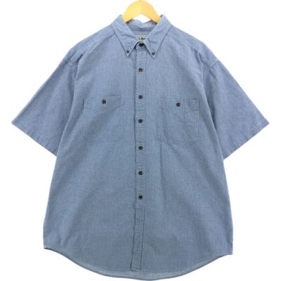 00s 大きいサイズ XL ■ エルエルビーン シアサッカー ストライプ 半袖 ボタンダウン シャツ メンズ 00年代 オールド LLBEAN ポケット付き L.L.Bean - 古着 エルエルビーン L.L.Bean シアサッカー 半袖