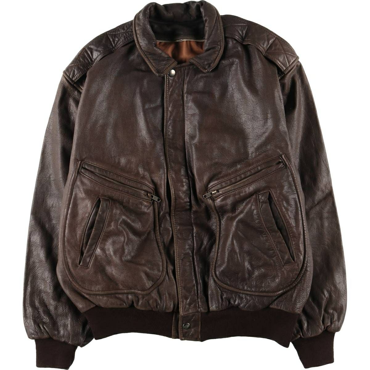 CHEVIGNON フライトジャケット レザー 本革 シェビニオン 古着 シェビニオン CHEVIGNON レザーフライトジャケット メンズL相当