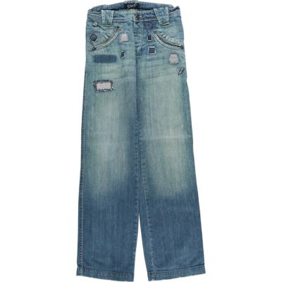 古着 exxe パッチワーク ストレートデニムパンツ レディースL(w29)相当