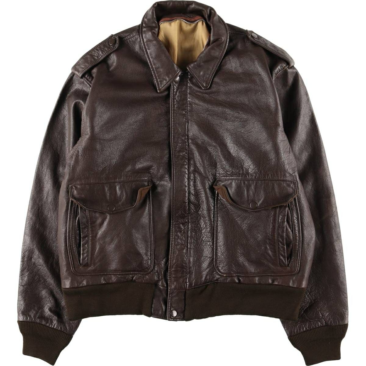 古着 シェビニオン CHEVIGNON レザーフライトジャケット メンズL相当