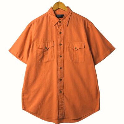Ralph Lauren リネン 半袖シャツ L キャメル ラルフローレン CURHAM リネン×コットン ループカラー 半袖