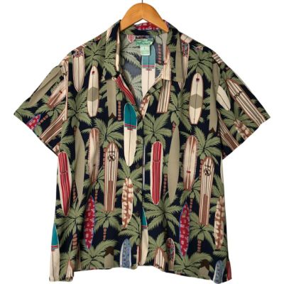 古着 90年代 ジョージ GEORGE 総柄 リーフ柄 オープンカラー