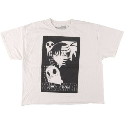 古着 00s ザ・ソウルテイカー 魂狩 半袖 シャツ アニメ 漫画 ブラック 黒 00s SOUL EATER ソウルイーター キャラクター アニメTシャツ