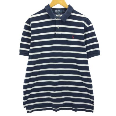 レア【古着】ポロバイラルフローレン ボーダーポロシャツ ブルー メンズ4XL 90年代 Polo by Ralph Lauren ポロバイラルフローレン ボーダー