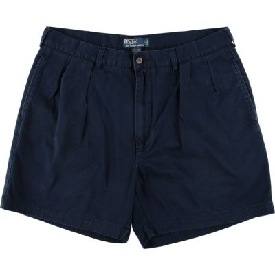 ラルフローレン　90sアンドリュー　ツータックチノショートパンツ　紺35 古着. ラルフローレン 90sアンドリュー ツータックチノショートパンツ