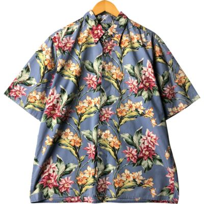 80’s 国産 古着 PAPAS フラガール 総柄 レーヨン アロハシャツ 80年代 80s カメハメハ 総柄 開襟シャツ オープンカラー 半袖