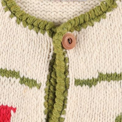 古着 90年代～ AMANO 総柄 ボタニカル柄 ウールニットカーディガン