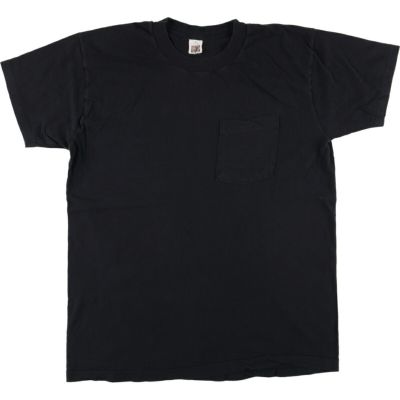 80's~90's フルーツオブザルーム プレーンポケットTee ブラック XL 古着 90年代 フルーツオブザルーム FRUIT OF THE LOOM MICHELIN