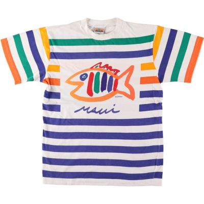 古着 LEISURE ボーダー柄 アートTシャツ メンズM相当 /eaa437306 【中古】 【240719】
