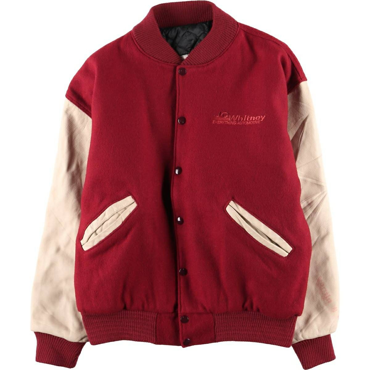 古着 90年代 LAMASZ SPORT 袖革ウールボタンスタジャン バーシティ