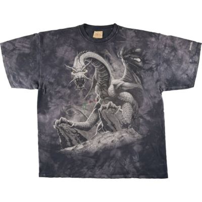 古着 THE MOUNTAIN タイダイ柄 龍柄 ドラゴン柄 大判プリント プリントTシャツ メンズXXL相当 /eaa430953 【中古】 【240719】