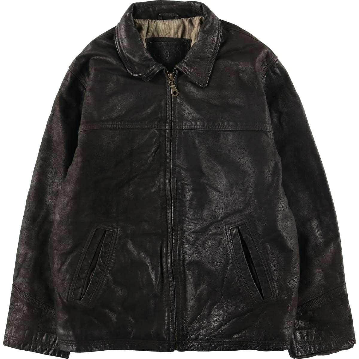 古着 GIORGIO スイングトップタイプ 中綿入り レザーブルゾン メンズXL